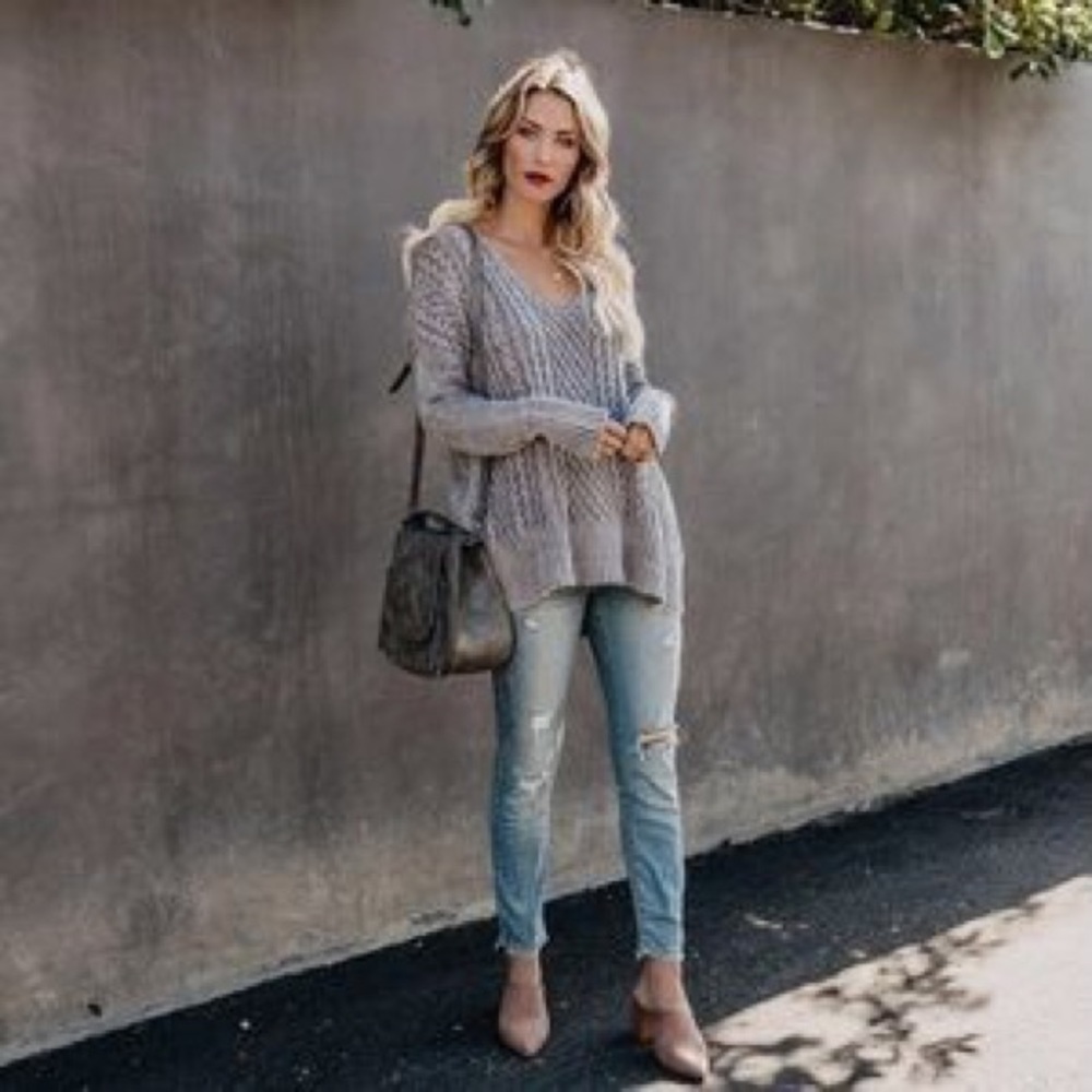 Vici Hideaway Cable Knit Sweater Charcoal NWOT